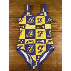NBA LA Lakers Swimsuit Size M Purple Yellow Gold One Piece
